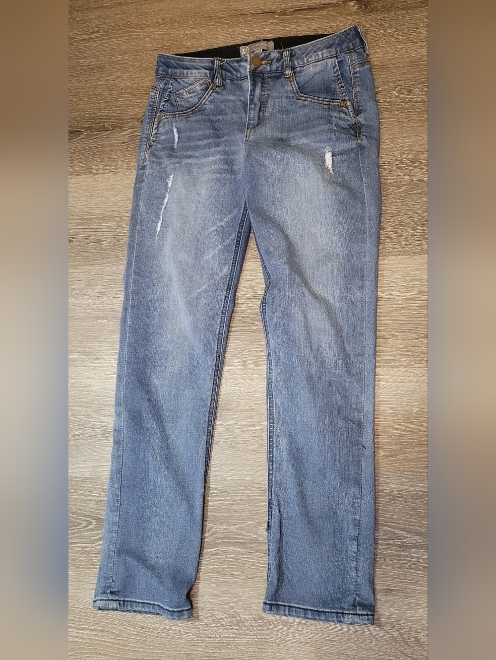 Wit & Wisdom Jeans Womens 6 Blue Distressed Mid Rise Stretch Denim Skinny Pants